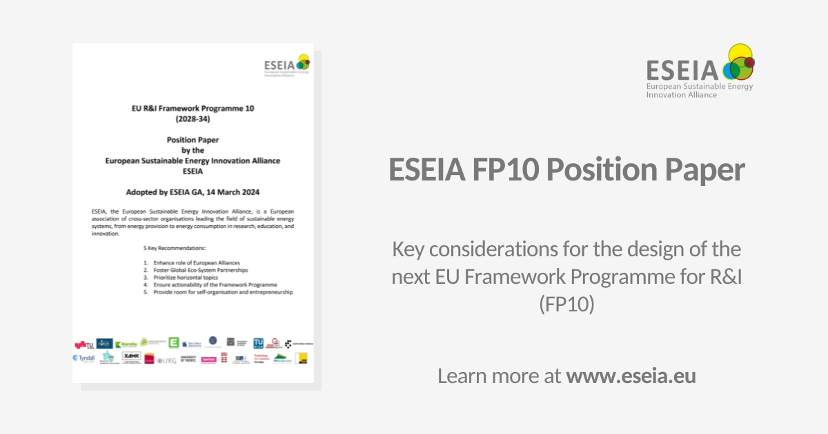 FP10: ESEIA Publishes Position Paper on EU Framework Programme for R&I