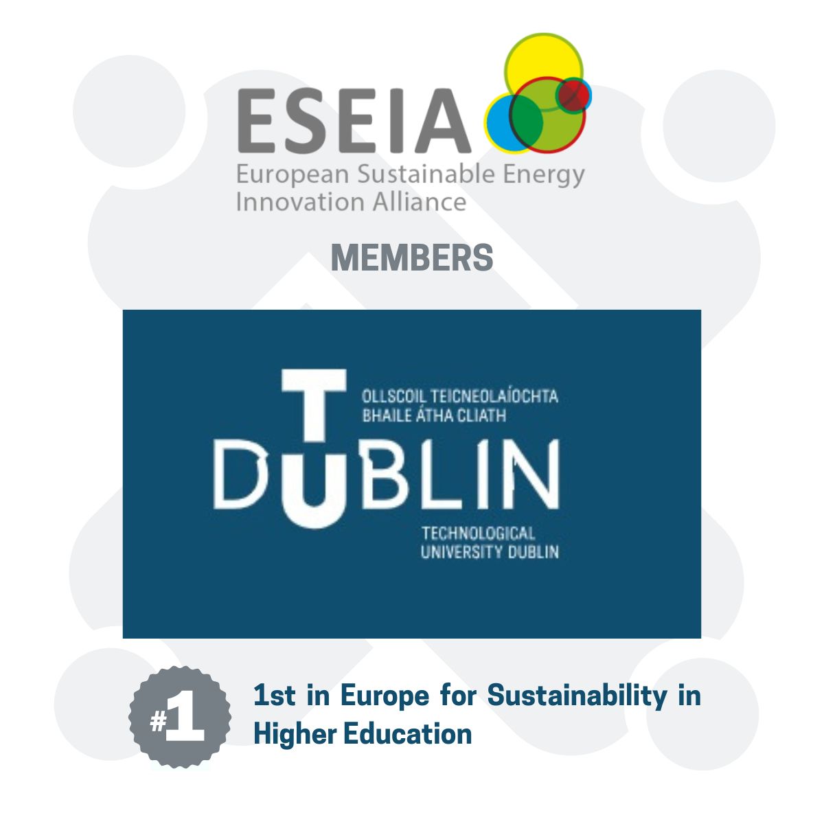 ESEIA Member TU Dublin Ranked 1st in Europe for Sustainability in Higher Education